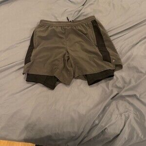 Fourlaps Men's 2-in-1 Running Shorts Gray/Black Lined Size M